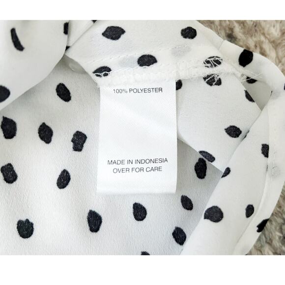 Fortune + Ivy White Black Polka Dot Button-Down Womens Size L - Picture 3 of 7